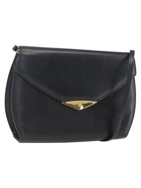 Authentic GIVENCHY Shoulder Bag Leather Black Gold